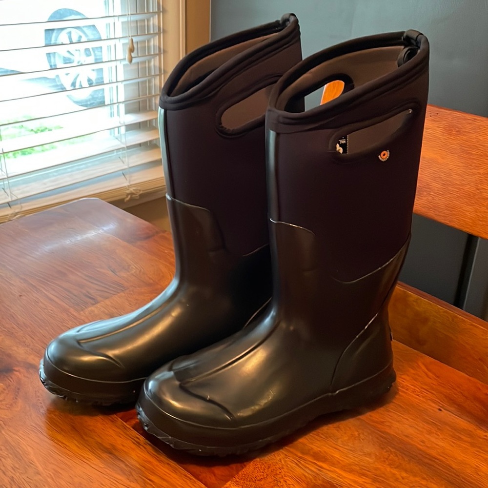 Bogs Women's 7 Black Outdoor Boots Classic High Handles Rubber Waterproof 60155